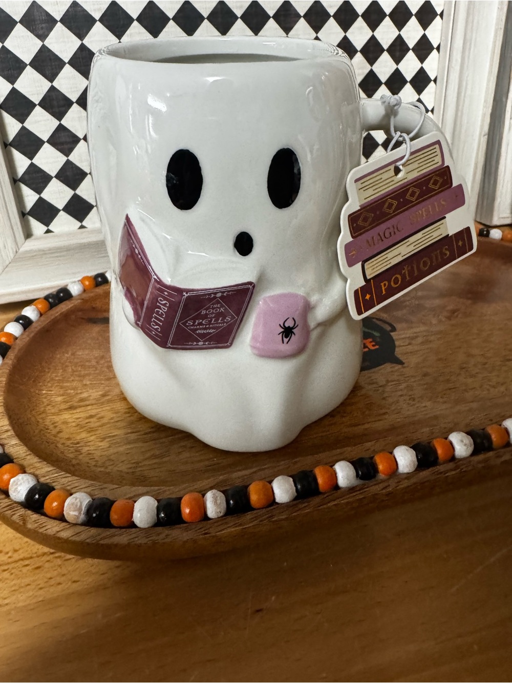 Sunday Morning Ceramics Ghost Reading Mug | NWT | Halloween Ghost Coffee Mug